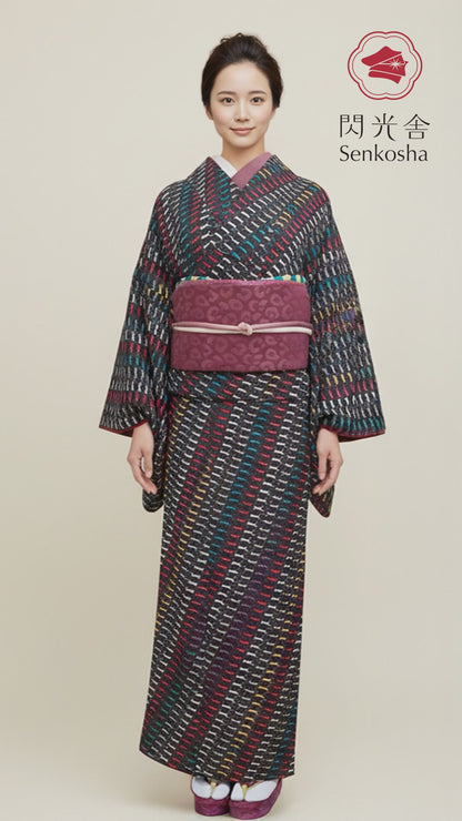 半幅帯 【サヴァンナ・ローゼル】 兵児帯 大人のへこ帯 リバーシブル ワイン ボルドー ラメ グリッター